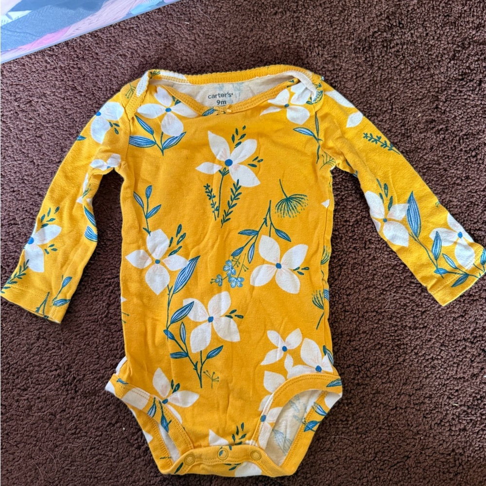 Carter's Yellow and Blue Floral Bodysuit